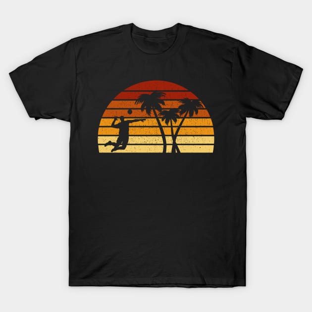 Vintage Sunset Volleyball Gift For Volleyball Players T-Shirt by OceanRadar